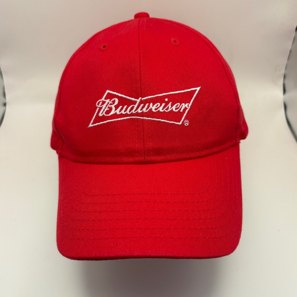 Budweiser Red Snapback Baseball Cap Embroidered L… - image 1